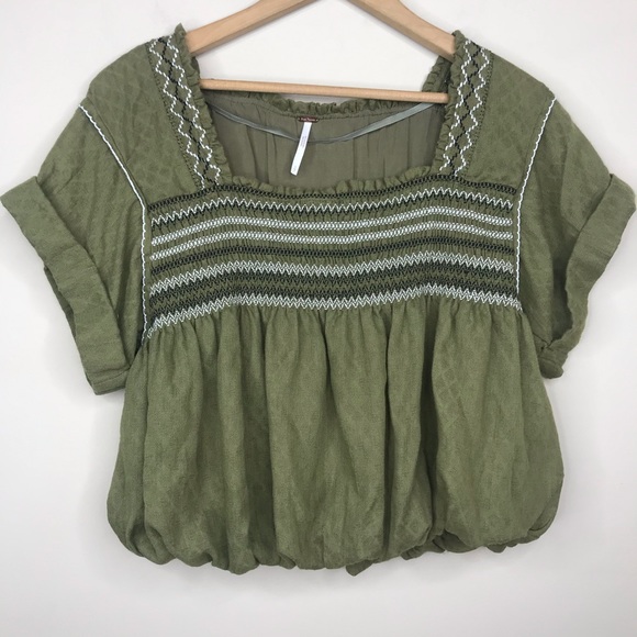 Free People Tops - Free People wandering skies smocked crop blouse